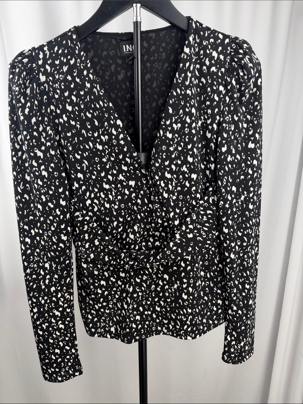 INC International Concepts Black & White Wrap Blouse – XS